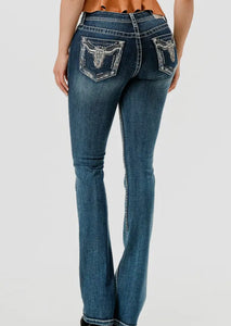 Grace In L.A Steer head boot Cut Jeans